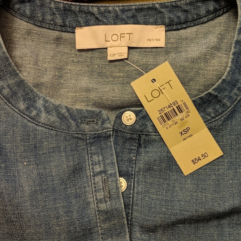 Denim chambray button top